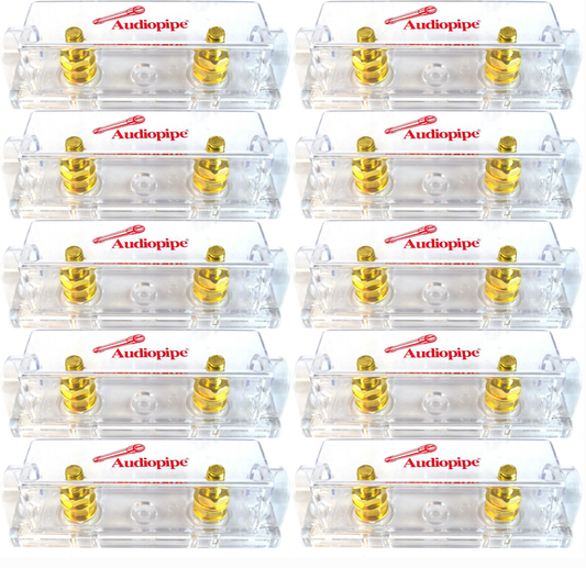 10 Pack of Audiopipe Heavy Duty ANE ANL 24 Kt Gold Finish Fuse Holder Block CQ-1100