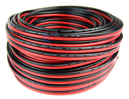 12 Gauge 100 Feet Red Black Stranded 2 Conductor Speaker Wire Cable Copper Mix