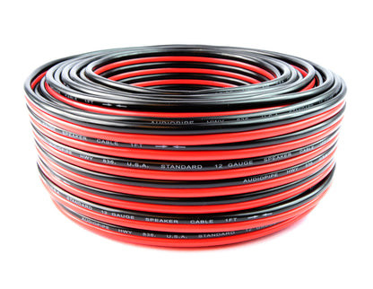 12 Gauge 100 Feet Red Black Stranded 2 Conductor Speaker Wire Cable Copper Mix