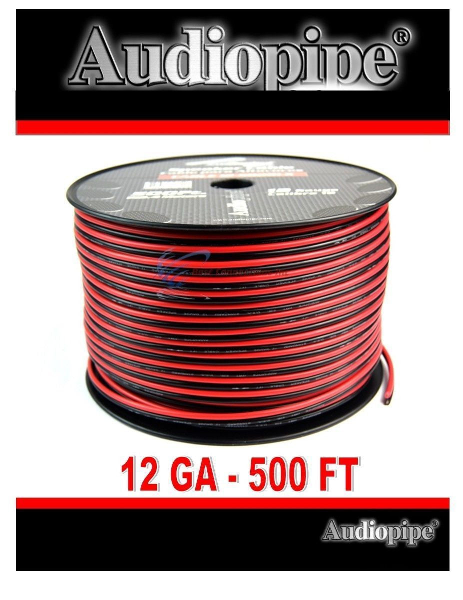 12 Gauge 500 Feet Audiopipe Red Black Copper Clad Speaker Wire Zip Cable 12 Volt