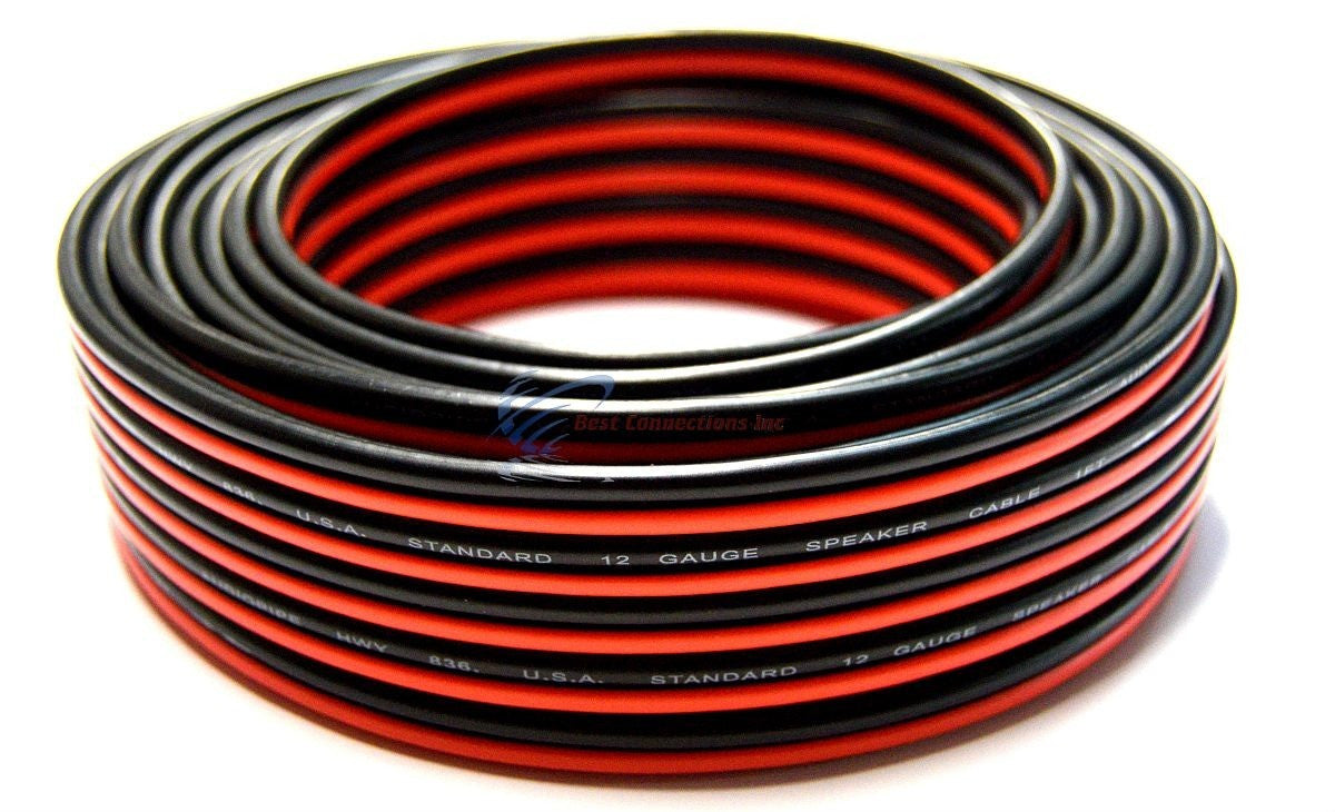 12 Gauge 50 Feet Red Black Stranded 2 Conductor Speaker Wire Car Home Audio 12V