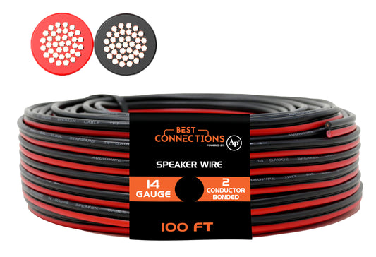 Audiopipe 14 Gauge 100' Feet Red Black Bonded 2 Way Speaker Wire Stranded Home Audio