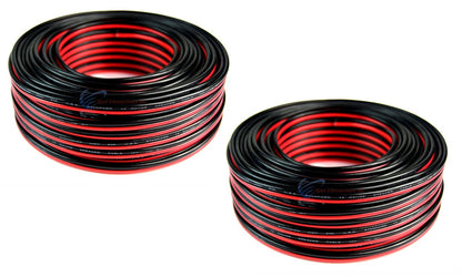 2 Pack 100 Feet 14 Gauge Red Black Stranded 2 Conductor Speaker Wire Car Audio