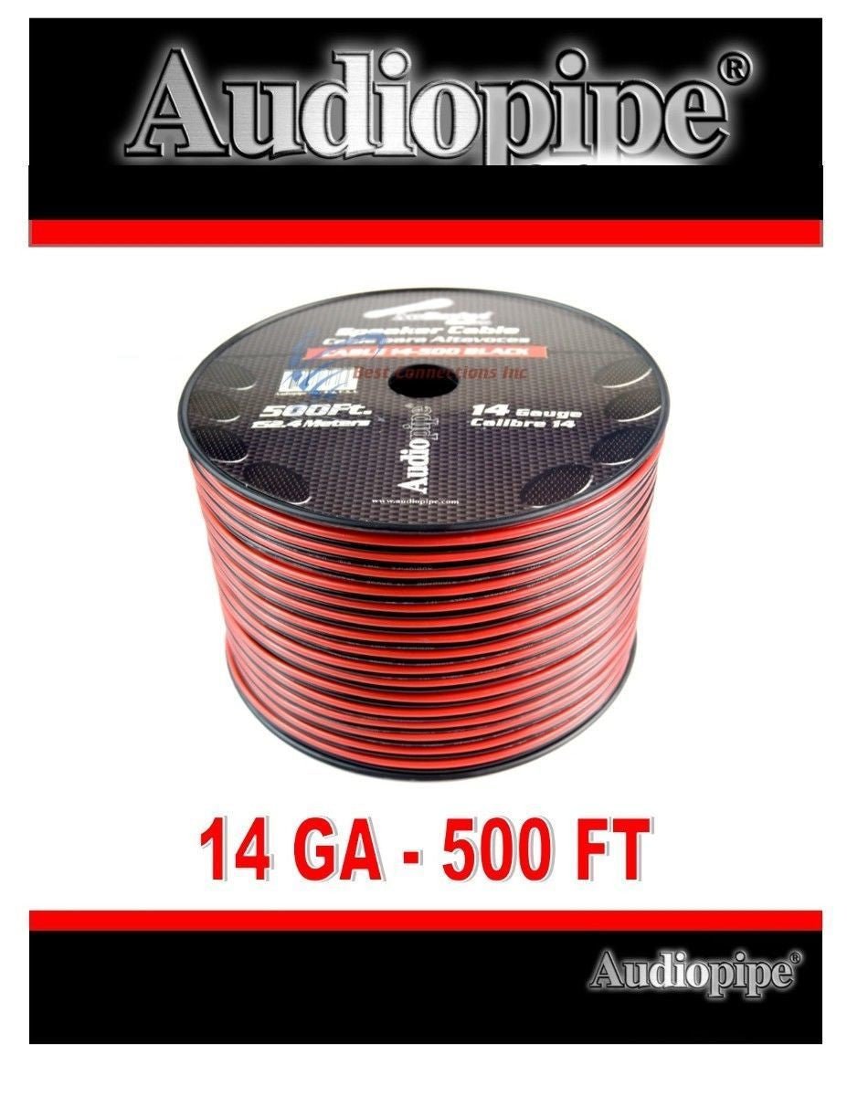 14 Gauge 500 Feet Audiopipe Red Black Speaker Wire Cable Zip Cord Copper Clad