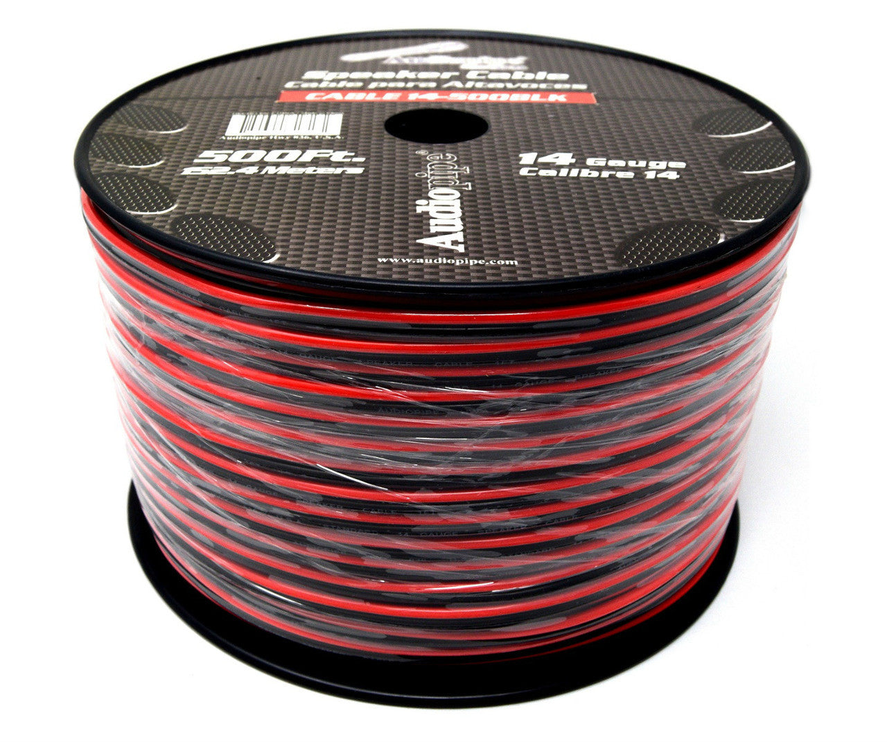 14 Gauge 500 Feet Audiopipe Red Black Speaker Wire Cable Zip Cord Copper Clad