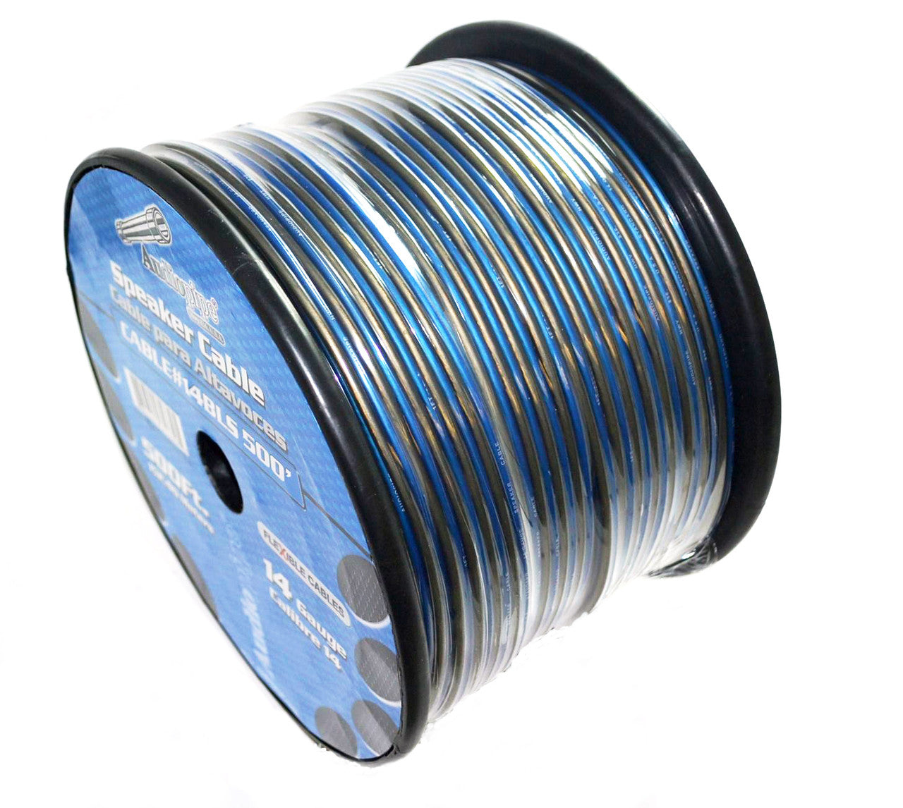 14 Gauge 500 Feet Blue Black Cable 2 Conductor Speaker Wire Audiopipe