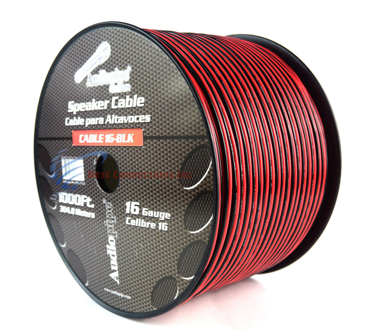 1000' Feet 16 GA Gauge Red Black 2 Conductor Speaker Wire Audio Cable Audiopipe