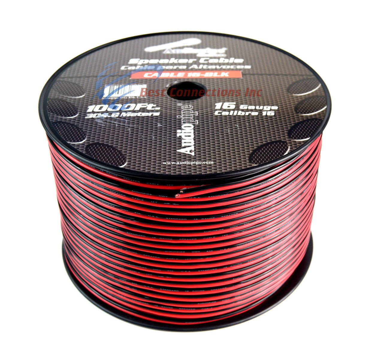 1000' Feet 16 GA Gauge Red Black 2 Conductor Speaker Wire Audio Cable Audiopipe