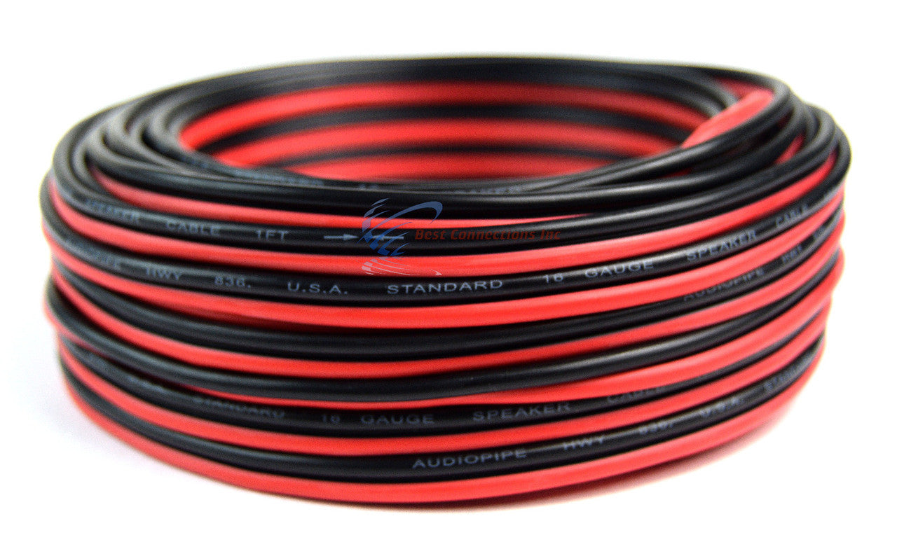 16 Gauge 50 Feet Speaker Wire Red Black Jacket Zip Cord Cable Copper Clad CCA