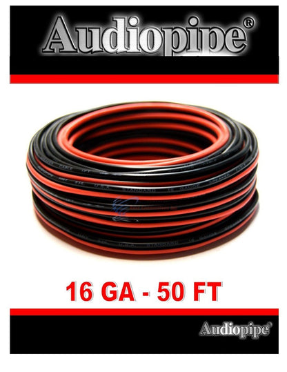 16 Gauge 50 Feet Speaker Wire Red Black Jacket Zip Cord Cable Copper Clad CCA