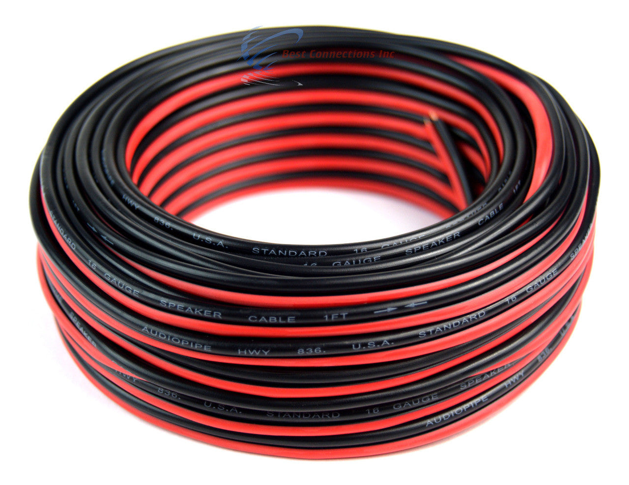 50 Feet 16 Gauge Zip Speaker Wire Red Black Stranded Copper Clad Power Ground