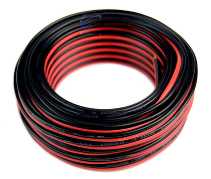 50 Feet 16 Gauge Zip Speaker Wire Red Black Stranded Copper Clad Power Ground