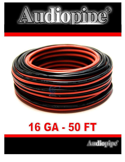 50 Feet 16 Gauge Zip Speaker Wire Red Black Stranded Copper Clad Power Ground