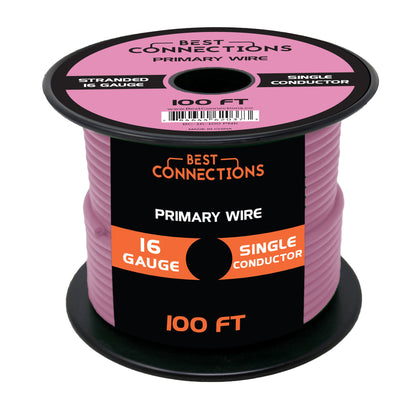 BEST CONNECTIONS 16 Guage Automotive Primary Wire - 100ft | Ideal for Trailer, Speaker, and Lighting Circuits | Durable Primary/Remote, Power/Ground Electrical Wiring