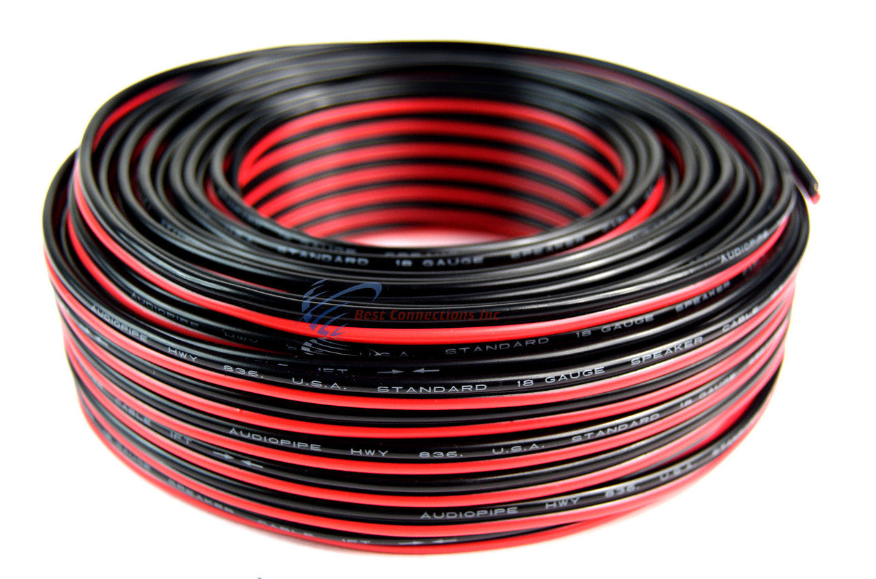 18 Gauge 100 Feet Red Black Speaker Wire Zip Cord Cable Copper Clad Aluminum