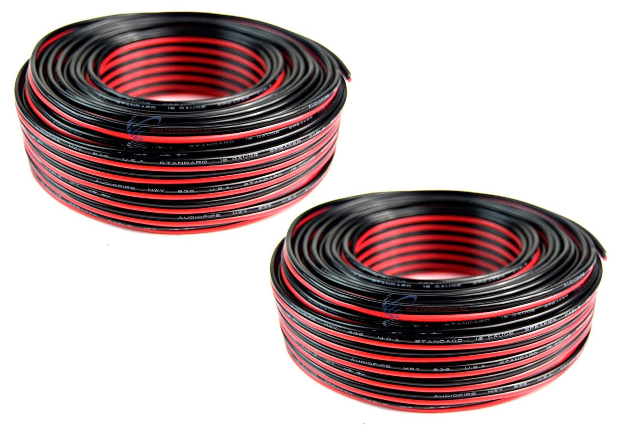 2 Rolls 18 Gauge 100 Feet Red Black Speaker Wire Zip Cord Copper Clad Aluminum