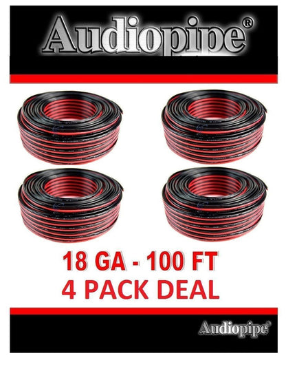 4 Rolls 18 Gauge 100 Feet Red Black Speaker Wire Copper Clad CCA 400 FT Total