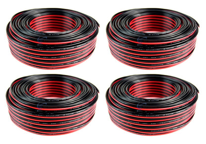 4 Rolls 18 Gauge 100 Feet Red Black Speaker Wire Copper Clad CCA 400 FT Total