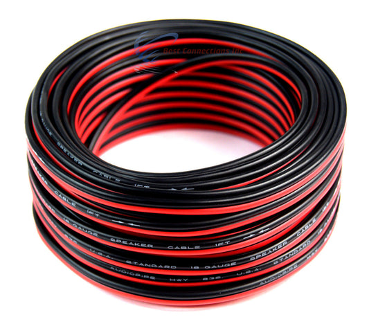 18 Gauge 50 Feet Red Black Speaker Wire Copper Clad Aluminum Zip Cable 12 Volt