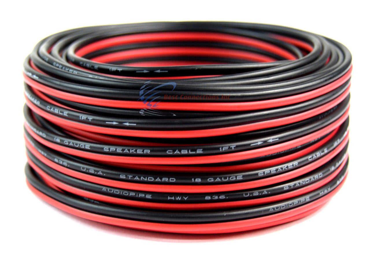 18 Gauge 50 Feet Red Black Speaker Wire Copper Clad Aluminum Zip Cable 12 Volt