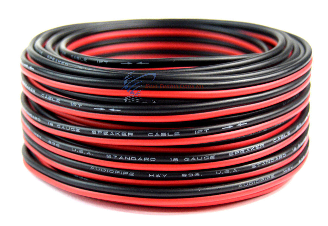 18 Gauge 50 Feet Red Black Speaker Wire Copper Clad Aluminum Zip Cable 12 Volt
