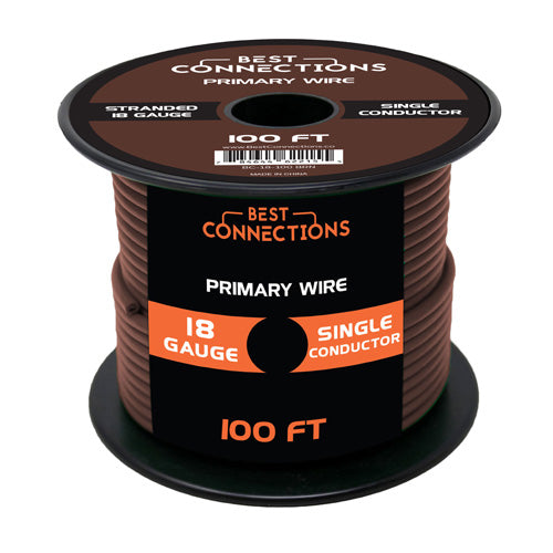 Audiopipe 18 Gauge Car Audio Primary Wire (100ft–Brown)– Remote, Power/Ground Electrical
