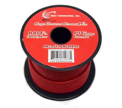 14 GAUGE WIRE RED & BLACK POWER GROUND 100 FT EACH PRIMARY STRANDED COPPER CLAD