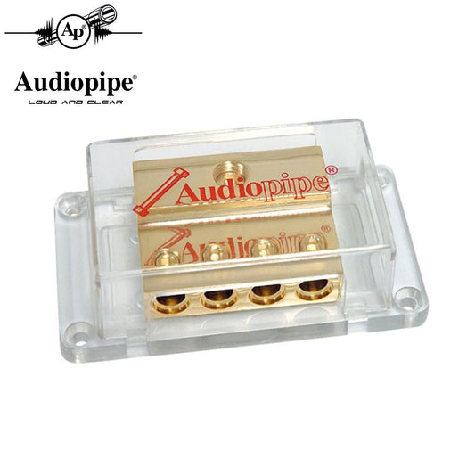 Audiopipe 1 to 4 Power Distribution Block 24kt Gold 1/0 Ga In 4 Ga Out PB-1044