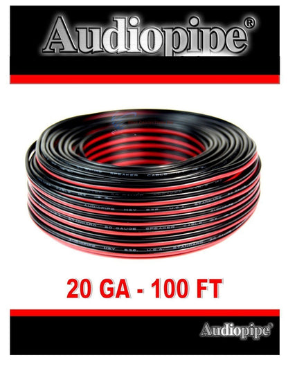 100' Feet 20 GA Gauge Red Black 2 Conductor Speaker Wire Audio Cable Audiopipe