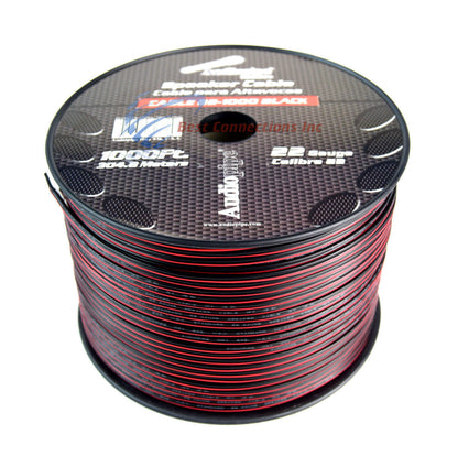 22 Gauge 1000 Feet Red Black Speaker Wire Audiopipe Zip Cable Copper Clad CCA