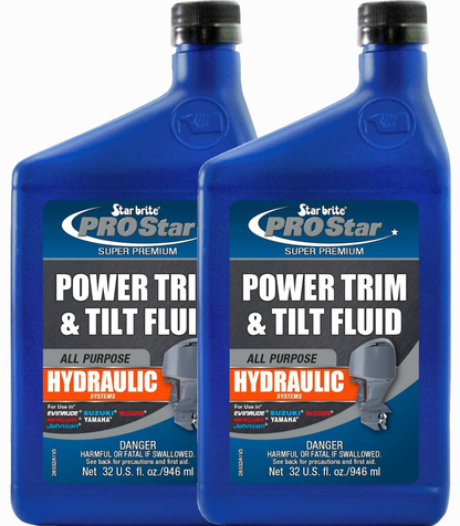 StarBrite PRO Star Power Trim & Tilt Fluid - Super Premium All Purpose Hydraulic Fluid for Trim Tabs, Power Tilt & Steering Systems - Anti-Wear, Anti-Foam - Outboard & Stern Drive Systems - 2 Pack