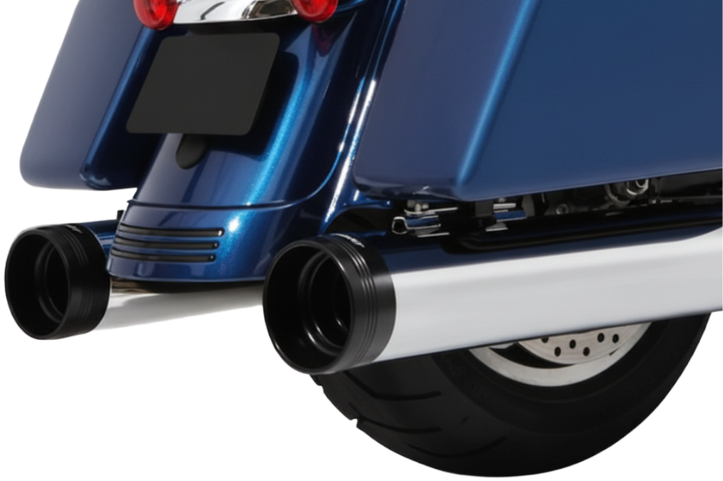 Rinehart 4.5" DBX45 Slip-On Exhaust Harley Touring 1995-2016 Chrome w/ Black End Caps 500-0165