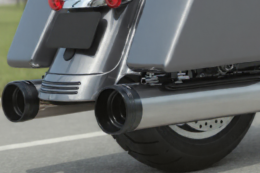 Rinehart 4.5" DBX45 Slip-On Exhaust Harley Touring 1995-2016 Chrome w/ Black End Caps 500-0165