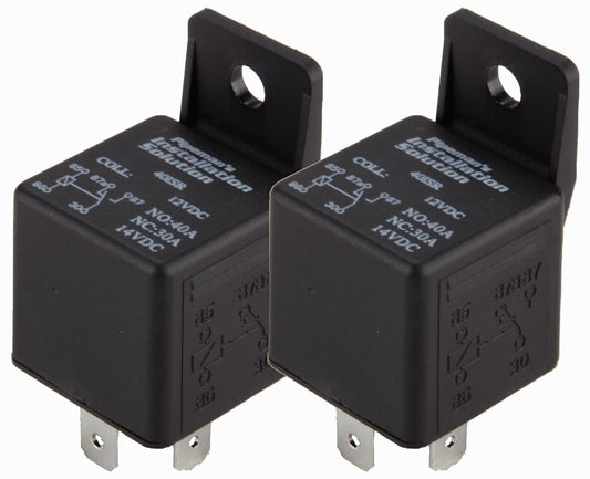 2 Pack Audiopipe 12 Volt DC 40 Amp SPDT Automotive Relay 5 Pin with Mounting Tab