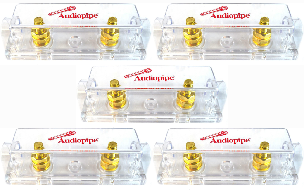 5 Pack of Audiopipe Heavy Duty ANE ANL 24 Kt Gold Finish Fuse Holder Block CQ-1100