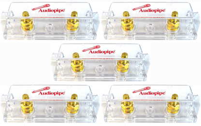 5 Pack of Audiopipe Heavy Duty ANE ANL 24 Kt Gold Finish Fuse Holder Block CQ-1100