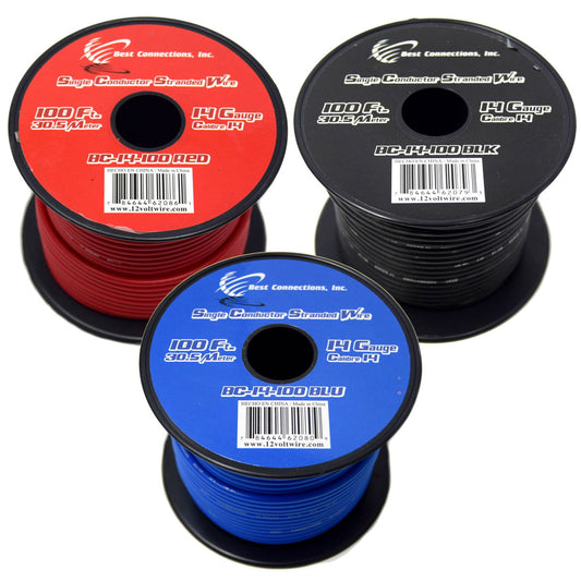 3 Spools 100 Feet 14 Gauge Power Remote Wire Cable Stranded Car Audio