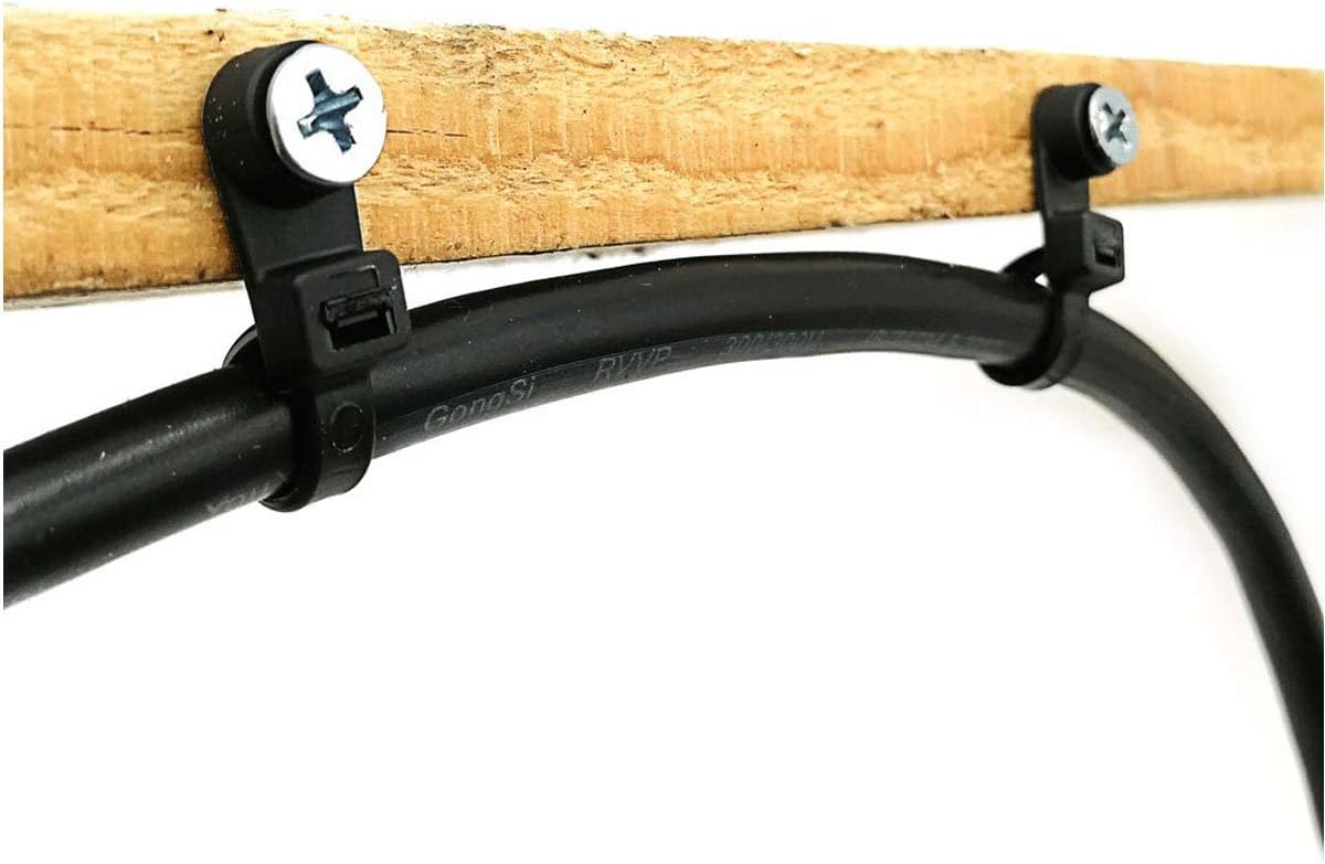 BEST CONNECTIONS Black Cable Zip Ties 11 Inches with Screw Down Hole for Mounting- Strong Nylon Wire Ties with 50lbs Tensile Strength – Cable Management Ties for Outdoor & Indoor