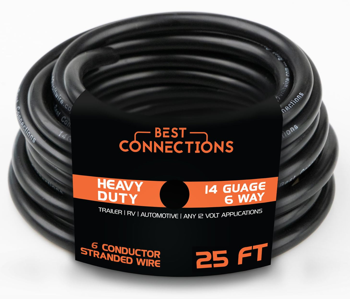 BEST CONNECTIONS 6 Way Trailer Wire – Heavy Duty 14 Gauge 6 Conductor Insulated RV