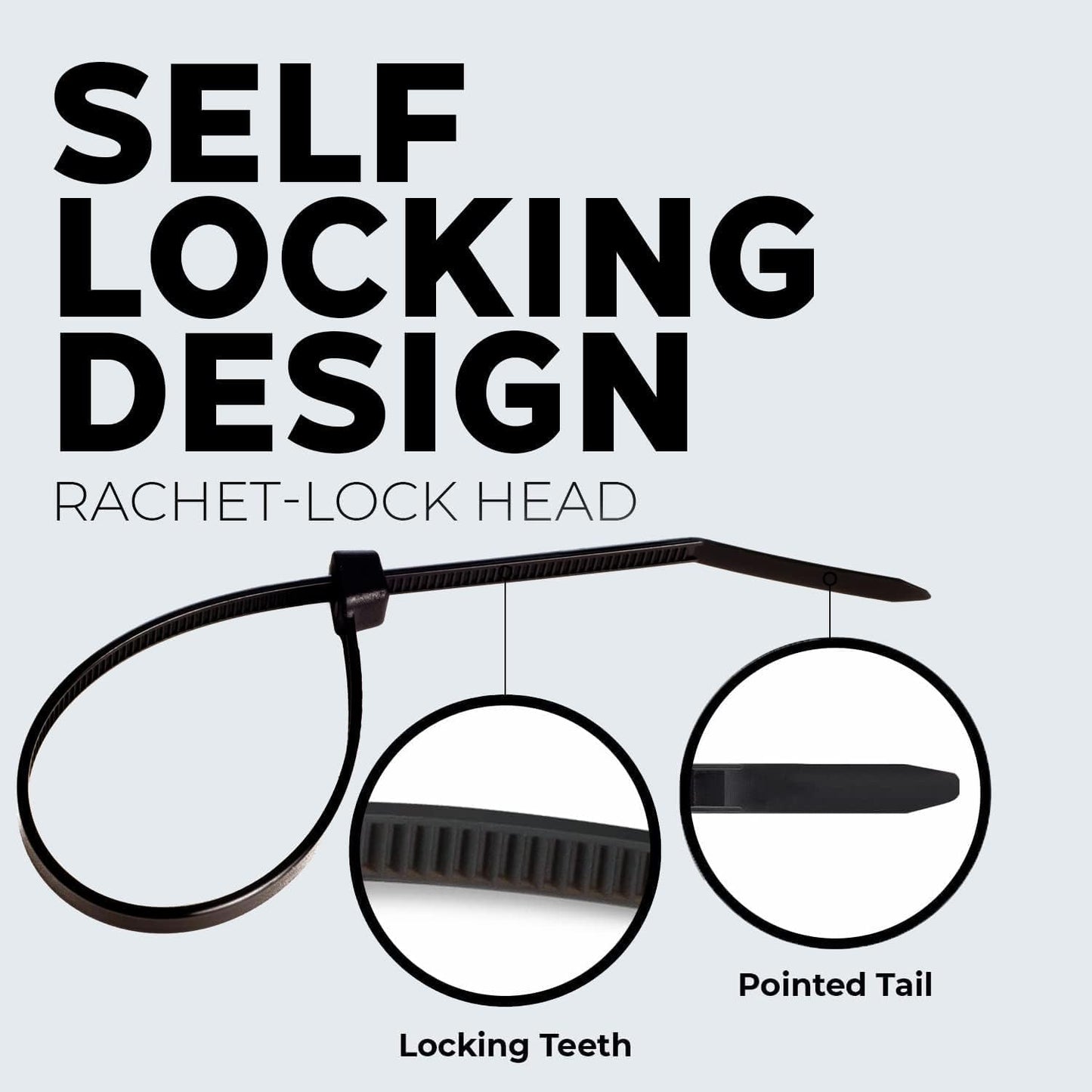 BEST CONNECTIONS Black Cable Zip Ties 4 Inch Strong Nylon Wire Ties with 18 lbs Tensile Strength Cable Management Ties for Outdoor & Indoor