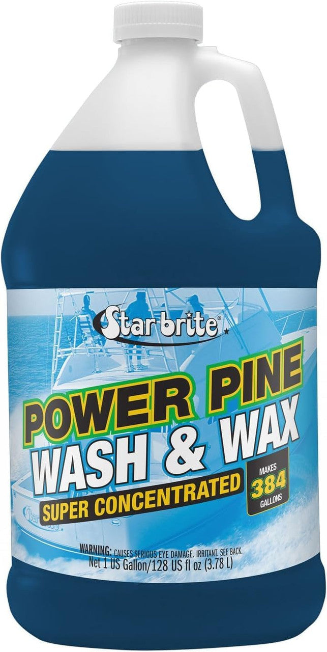 StarBrite Power Pine Wash & Wax - Concentrated Marine Grade Formula for Boats, Cars & More - Clean, Shine, UV Protect & Shed Stains in One Step - 1 Gallon