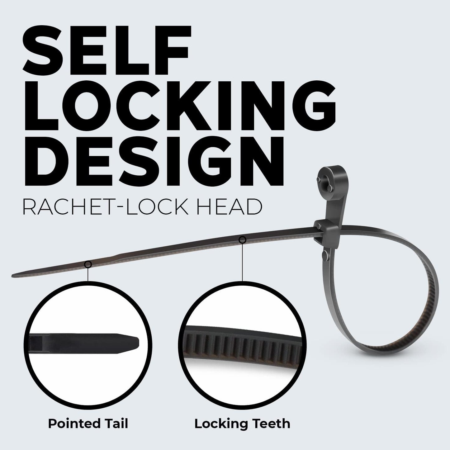 BEST CONNECTIONS Black Cable Zip Ties 11 Inches with Screw Down Hole for Mounting- Strong Nylon Wire Ties with 50lbs Tensile Strength – Cable Management Ties for Outdoor & Indoor