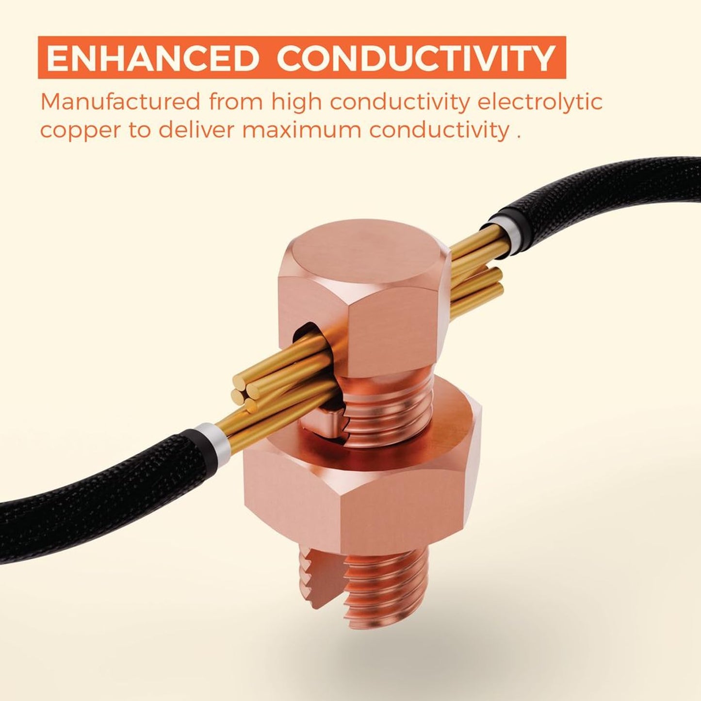 BEST CONNECTIONS High Strength Copper Split Bolt Connectors 4-8 Gauge Solid Wire
