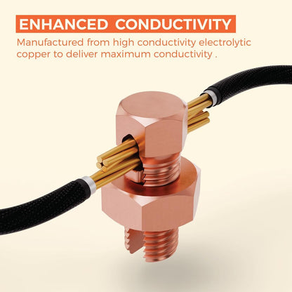 BEST CONNECTIONS High Strength Copper Split Bolt Connectors 4-8 Gauge Solid Wire