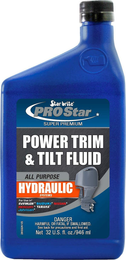 StarBrite PRO Star Power Trim & Tilt Fluid - Super Premium All Purpose Hydraulic Fluid for Trim Tabs, Power Tilt & Steering Systems - Anti-Wear, Anti-Foam - Outboard & Stern Drive Systems - 2 Pack