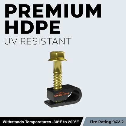 BEST CONNECTIONS Coaxial Cable Clips with Pre-Inserted Screw – Black Single Cable Mounting Clamps for Coax Cable (RG6, RG59) and Ethernet Cable, Cord Fastener/Strain Relief Clip