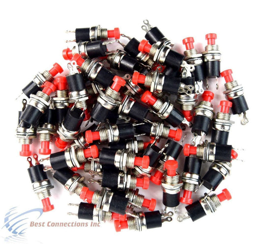 500 pcs Mini Push Button SPST Momentary N/O Switch Red 2 Pins 500 Pack NB-602