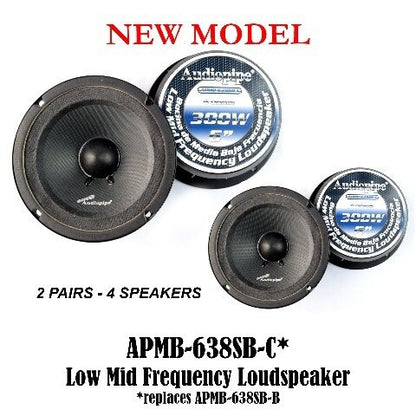 4 Pcs 6" Sealed Back Speakers Car Audio Stereo Audiopipe APMB-638SB-C (2-Pairs)