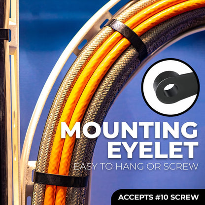 Best Connections 10,000 Pieces 8" Screw Down Nylon Cable Zip Ties Mounting Hole 50 Lbs Test Black