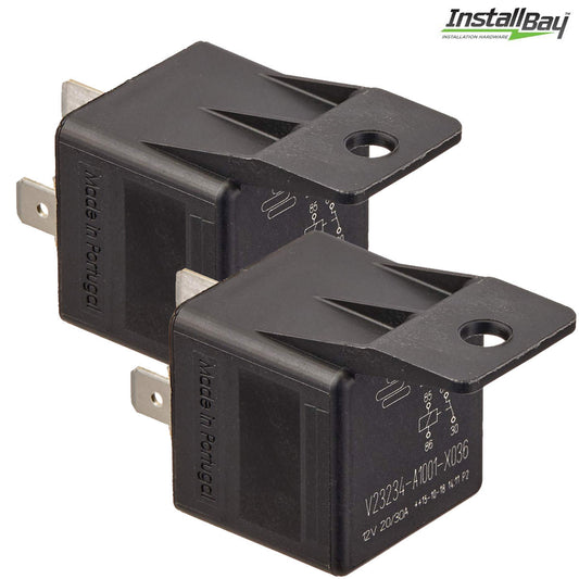 2-Pack Install Bay 20/30 Amp Relay SPDT 12V 5-Pin with Mounting Tab